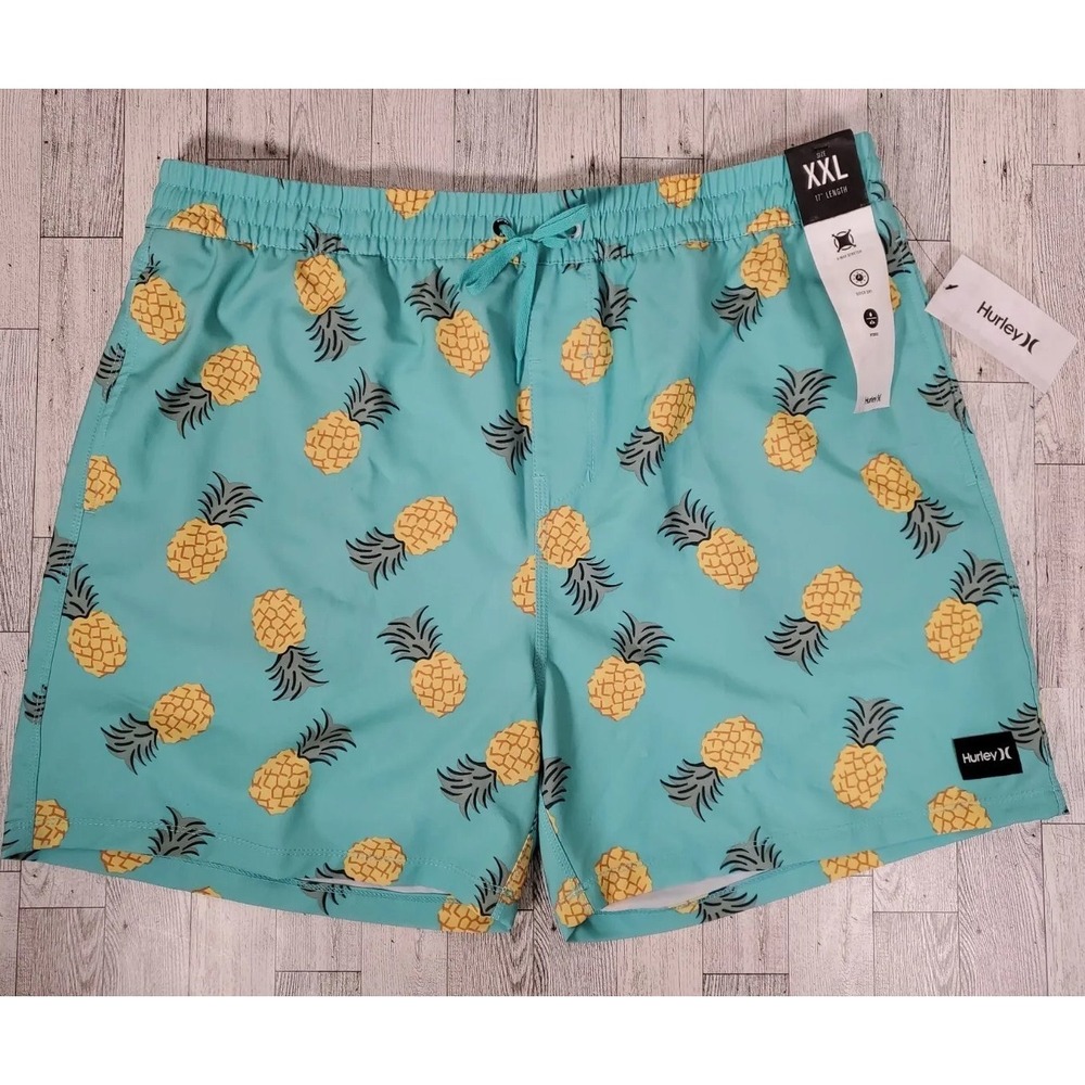 Hurley Windnsea Pineapple 2 Volley Green 17" Swim Trunks Boardshorts Size 2X - Picture 5 of 13